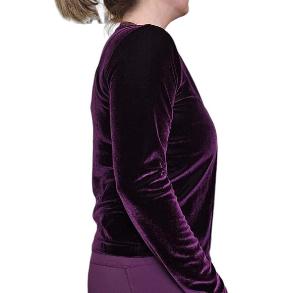 Vintage 90s Womens Medium Purple Velvet Cardigan Sweater Set Stretchy W‎ Tank - Picture 5 of 11